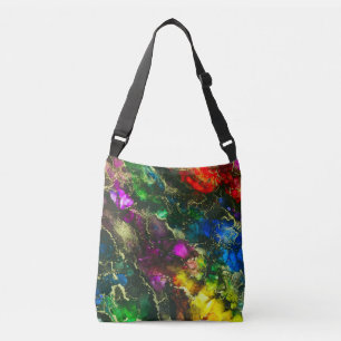 Psychedelic Alcohol Ink Abstract Painting Crossbody Bag