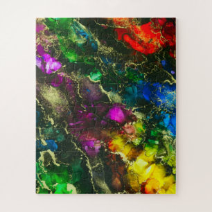 Psychedelic Alcohol Ink Abstract Painting Jigsaw Puzzle