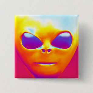 Psychedelic Alien 15 Cm Square Badge