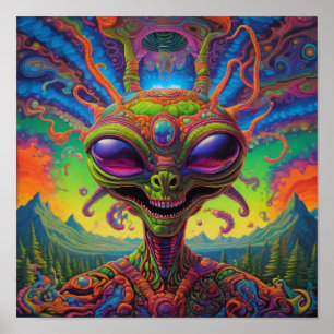 Psychedelic Alien Portrait  Poster