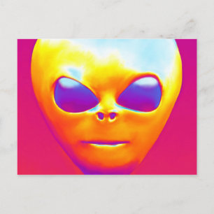 Psychedelic Alien Postcard