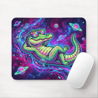 Psychedelic Alligator Surreal Space Mouse Pad