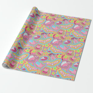 Psychedelic American Flag Pattern Wrapping Paper