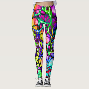 Psychedelic and Colourful Network of Lines Leggings