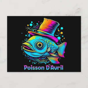 Psychedelic April Fish Postcard