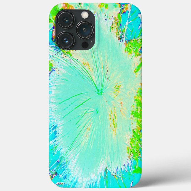 Psychedelic Aqua and Lime Green Milkweed Case-Mate iPhone Case (Back)