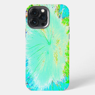 Psychedelic Aqua and Lime Green Milkweed iPhone 13 Pro Max Case