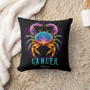 Psychedelic Art Cancer Zodiac Name  Cushion