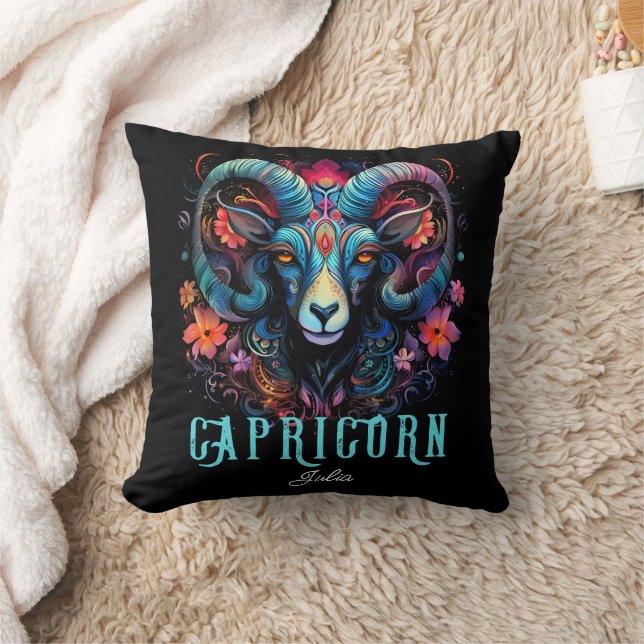 Psychedelic Art Capricorn Zodiac Name Cushion (Blanket)