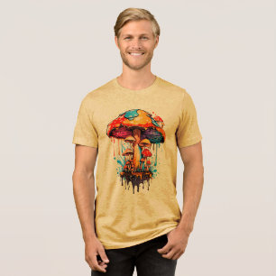 Psychedelic Art - Groovy Mushroom Dripping Tri-Blend Shirt