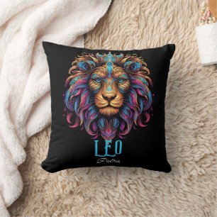 Psychedelic Art Leo Zodiac Name Cushion