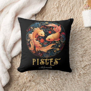 Psychedelic Art Pisces Zodiac Name Cushion