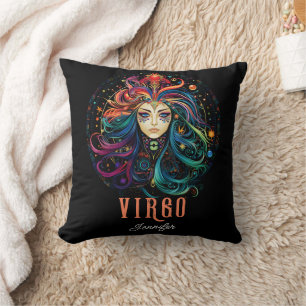 Psychedelic Art Virgo Zodiac Name Cushion