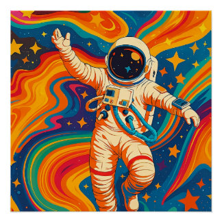 Psychedelic Astronaut – Groovy Cosmic Waves Poster