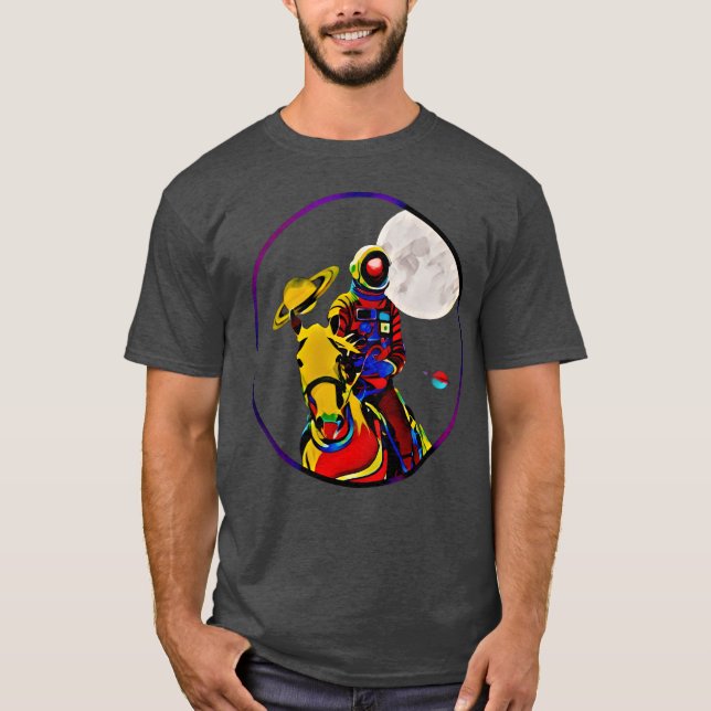 Psychedelic astronaut riding horse friend T-Shirt (Front)