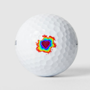 Psychedelic Aura Dual Heart Golf Balls