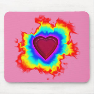 Psychedelic Aura Dual Heart Mouse Pad