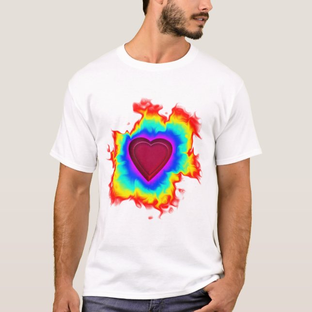 Psychedelic Aura Dual Heart T-Shirt (Front)