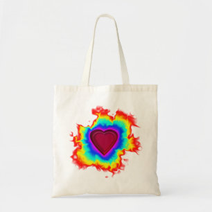 Psychedelic Aura Dual Heart Tote Bag