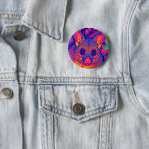 psychedelic Australian Bushtailed possum 6 Cm Round Badge