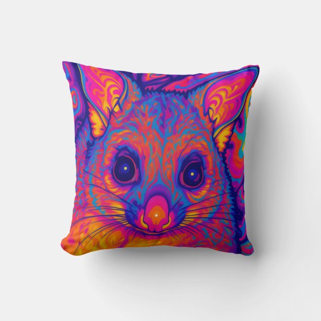 psychedelic Australian Bushtailed possum Cushion (Front)