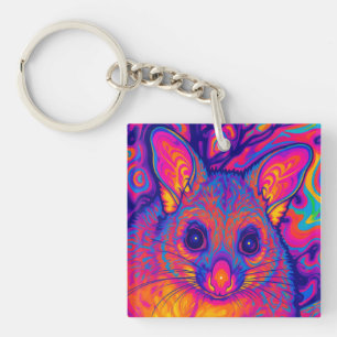 psychedelic Australian Bushtailed possum Key Ring
