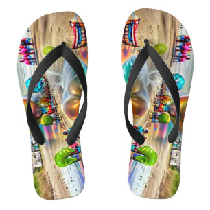 Psychedelic Balloons Colourful Created Flip Flops