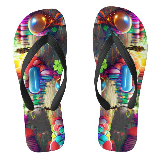 Psychedelic Balloons Colourful Created Flip Flops (Footbed)