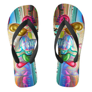 Psychedelic Balloons Colourful Created Flip Flops