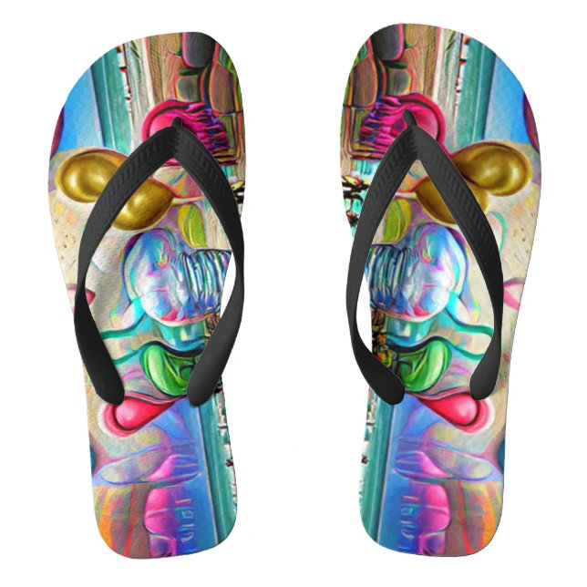 Psychedelic Balloons Colourful Created Flip Flops (Footbed)