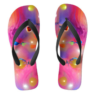 Psychedelic Balloons Colourful Created Flip Flops