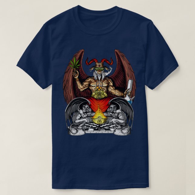Psychedelic Baphomet Weed T-Shirt (Design Front)