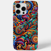 Psychedelic Batik Guitar Art–Colourful Retro Music
