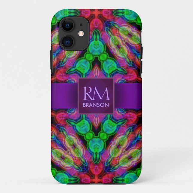 Psychedelic Batik Monogram Case-Mate™ Case-Mate iPhone Case (Back)