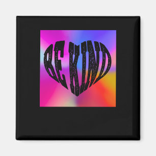 Psychedelic Be Kind Heart Design – Vibrant Rainbow Magnet