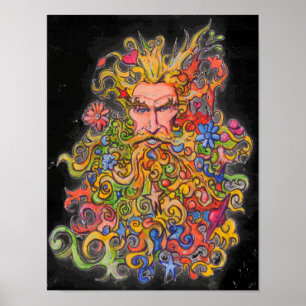 Psychedelic Beard Guy Poster