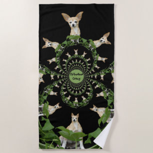 Psychedelic Beige And White Chihuahua Humourous Beach Towel