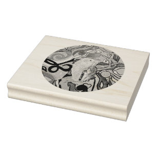 Psychedelic Bird Hat Pet Maureen Girard Rubber Stamp