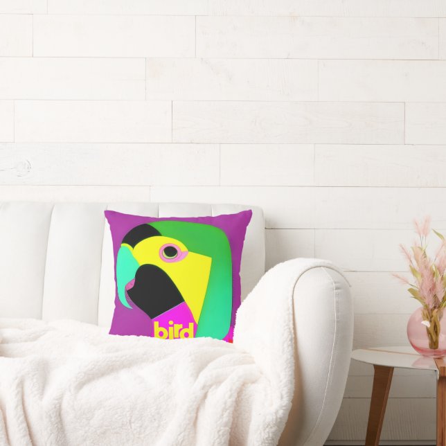 Psychedelic Bird on Nursery Cushion (Couch)