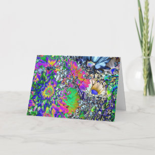 Psychedelic Birthday!-Colourful Flowers Card