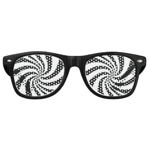 Psychedelic Black and White Swirl Retro Sunglasses