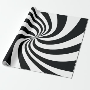 Psychedelic Black and White Swirl Wrapping Paper