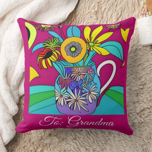 Psychedelic Blue Floral Bowel for Gran Cushion (Blanket)