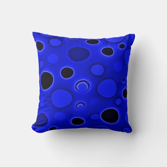 Psychedelic Blue Lava Lamp Bubbles Pillow (Front)