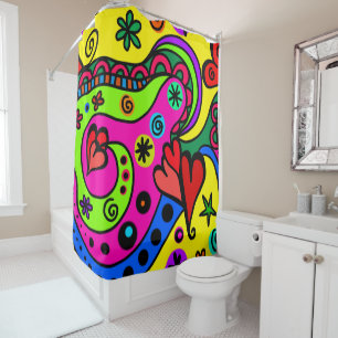 Psychedelic Bohemian Hippie Colourful Shower Curta Curtain