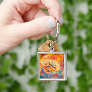Psychedelic Brain in Vivid Colours Key Ring