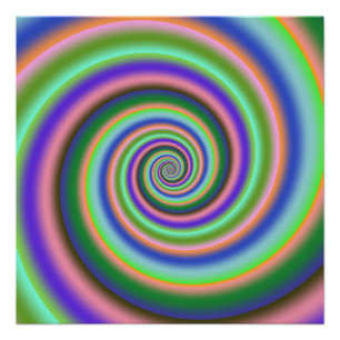 Psychedelic bright light show spiral poster