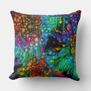 Psychedelic Bubble Burst Abstract Daisies Cushion
