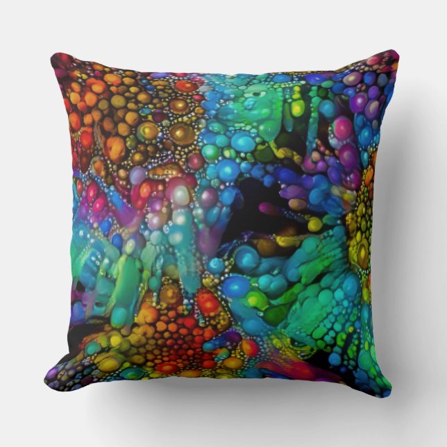 Psychedelic Bubble Burst Abstract Daisies  Cushion (Front)