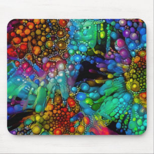 Psychedelic Bubble Burst Abstract Daisies  Mouse Pad